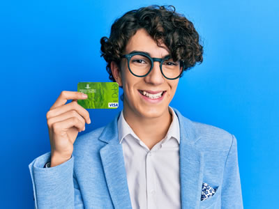 teenager with debit card